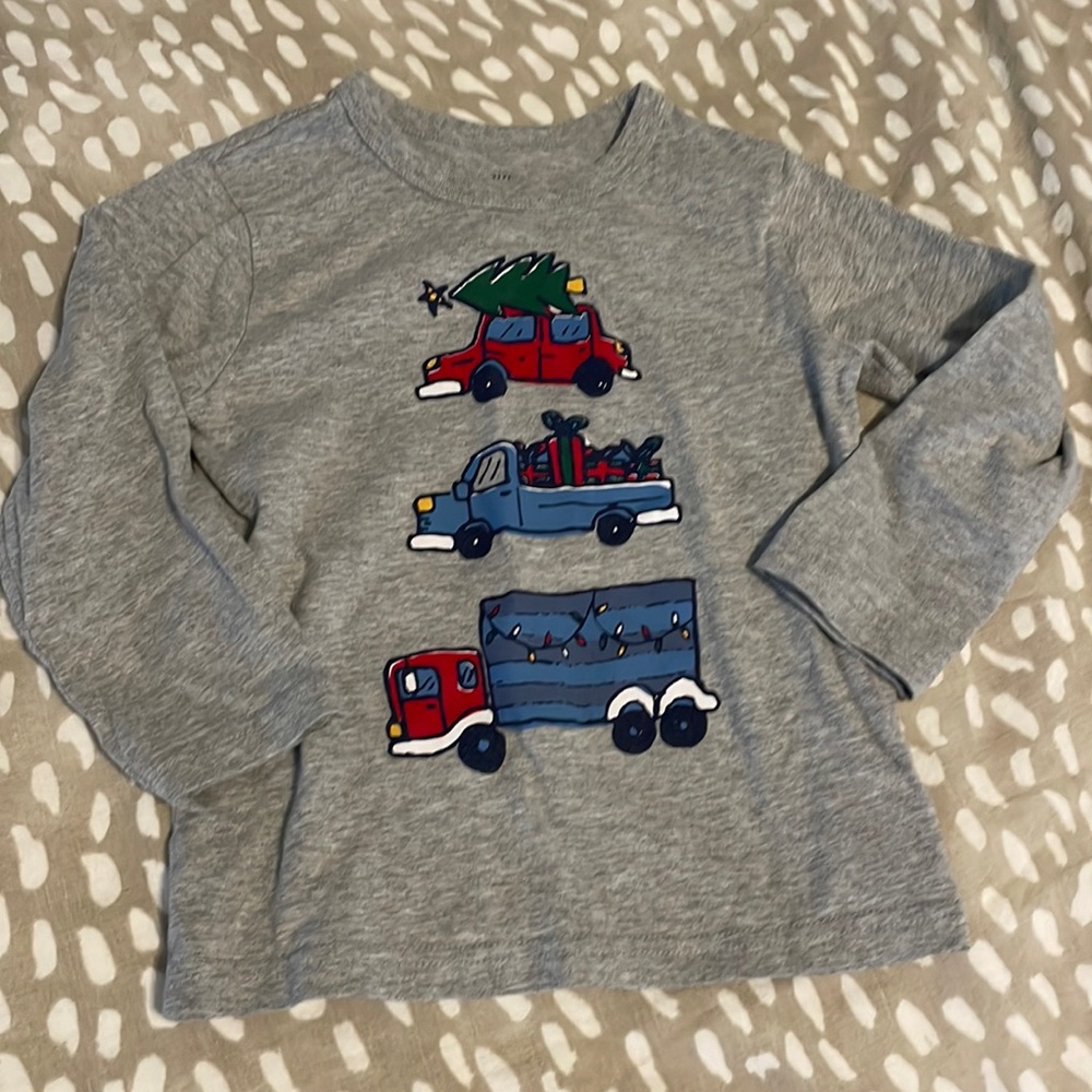 Baby gap Christmas car tshirt grey size 3